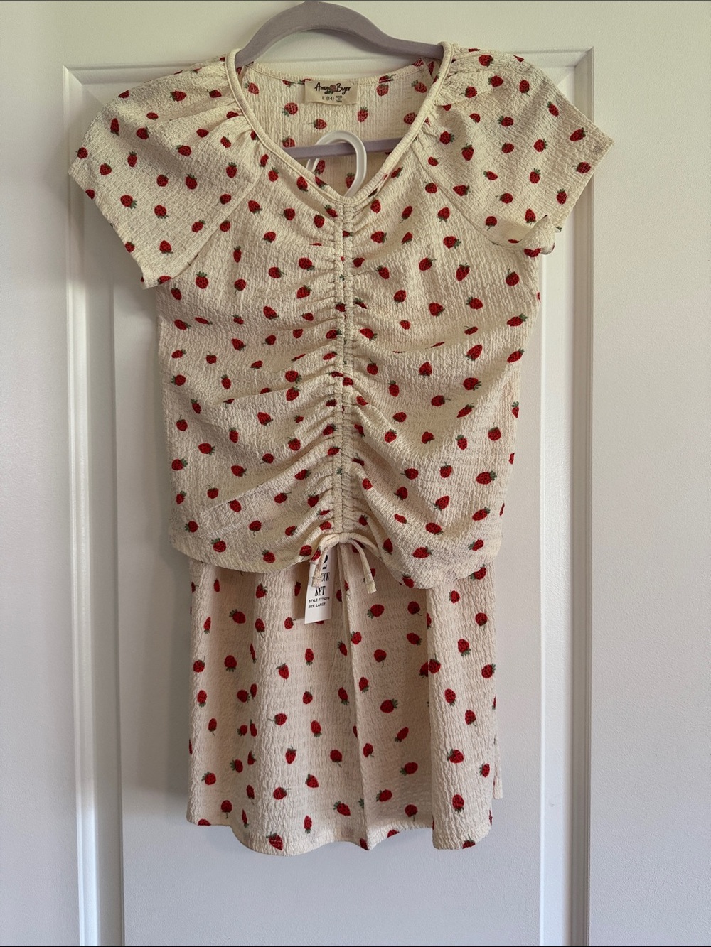 Strawberry  Ruched Top & Short Set